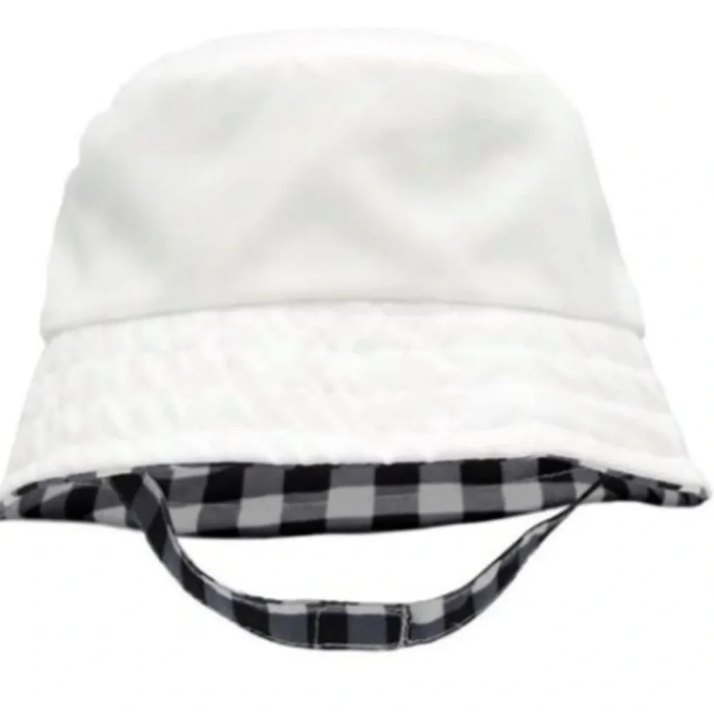 Reversible Sun Hat Gingham Boys Girls Bucket Chin Strap UPF 50+ Summer